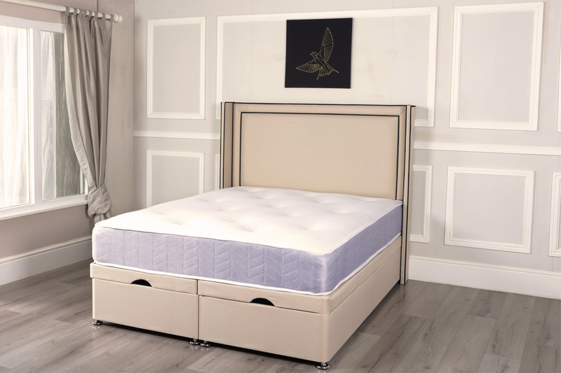 LEO OTTOMAN DIVAN BED WITH FLOOR STANDING HEADBOARD & MATTRESS OPTIONS