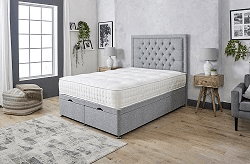 CHELSEA CHESTERFIELD OTTOMAN DIVAN BED WITH FLOOR STANDING HEADBOARD & MATTRESS OPTIONS