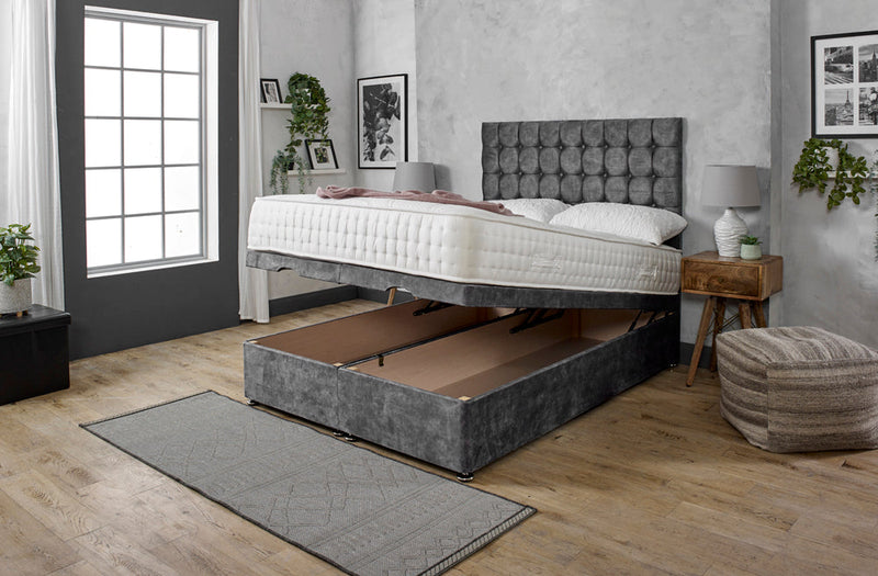 JOSEPH CUBE OTTOMAN DIVAN BED WITH HEADBOARD & MATTRESS OPTIONS