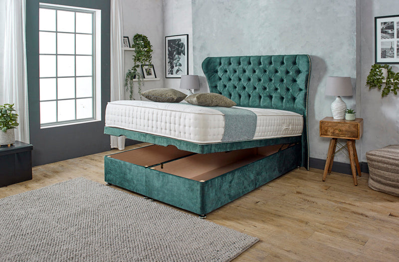 bethany wingback ottoman divan bed