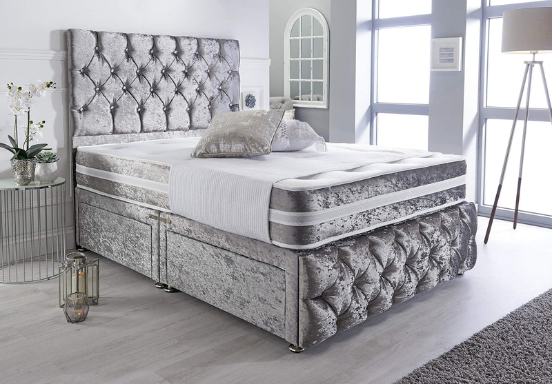 Darwin Chesterfield Divan bed with Headboard, Footboard and Mattress options - Cuddly Beds Ireland