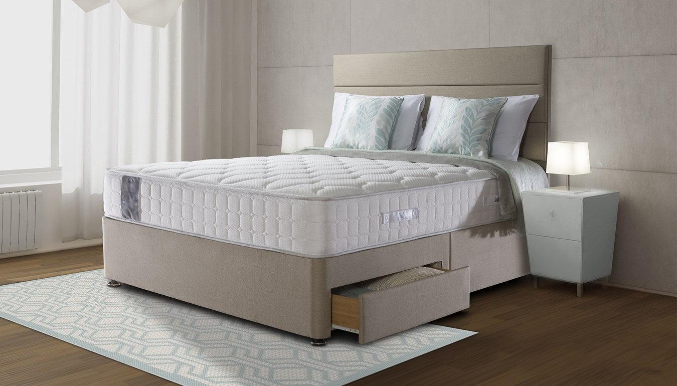 Holly Horizontal Panelled Divan bed with headboard and mattress options - Cuddly Beds Ireland