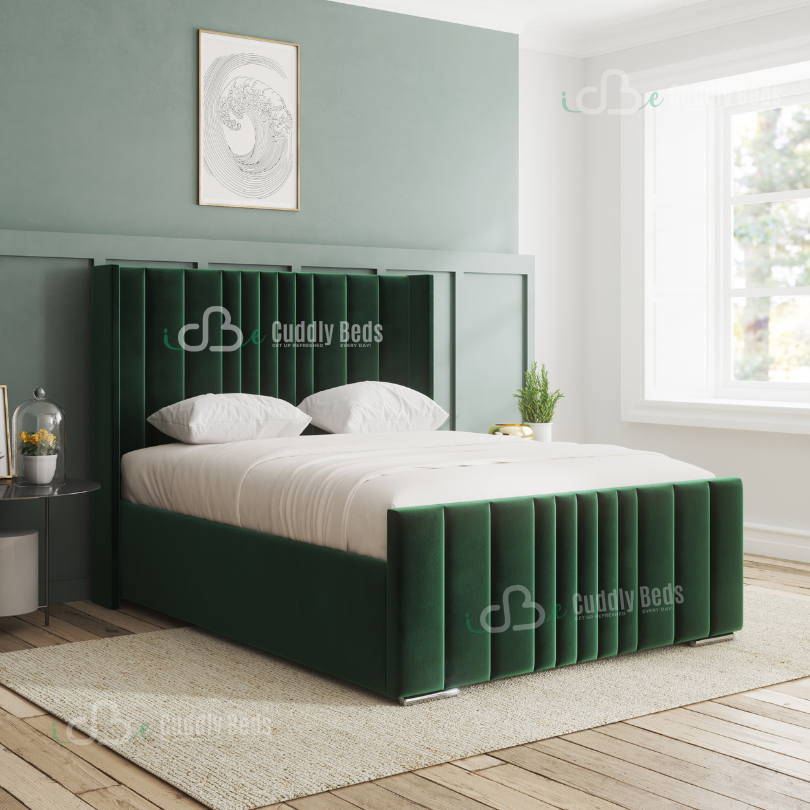 Quin Wingback Upholstered Bed Frame With Storage Options