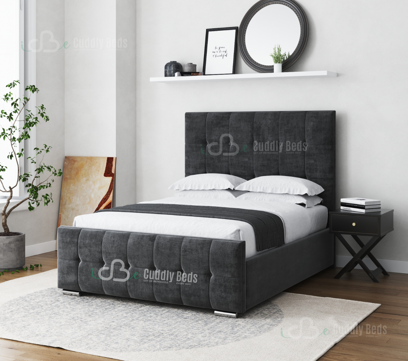 Myla Cube Upholstered Bed Frame With Storage Options