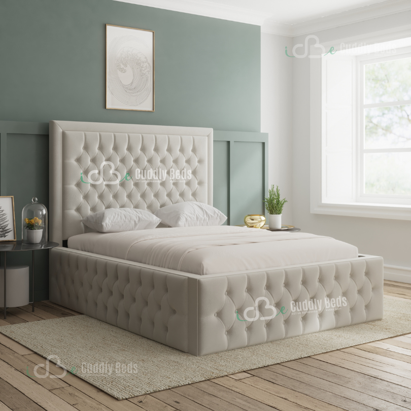 Keeley Chesterfield Upholstered Bed Frame With Storage Options