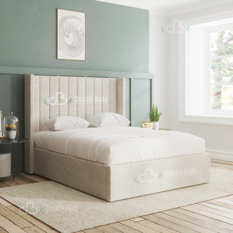 Moira Wingback Upholstered Bed Frame With Storage Options