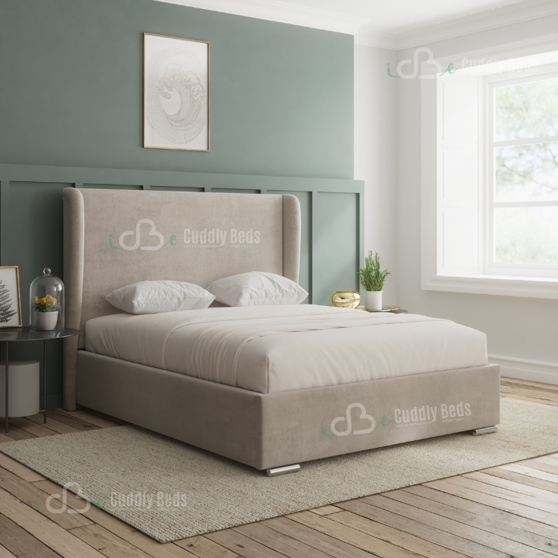 Clancy Wingback Upholstered Bed Frame With Storage Options