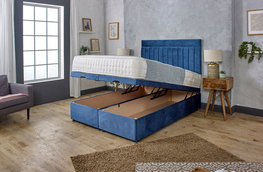 JOLLY PANEL OTTOMAN DIVAN BED WITH HEADBOARD & MATTRESS OPTIONS