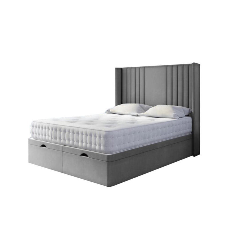 Dior Wingback Ottoman Divan Bed with Floor Standing Headboard & Mattress Options - Cuddly Beds