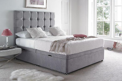 Joseph Cubed Ottoman Divan Bed with Floor Standing Headboard & Mattress Options - Cuddly Beds